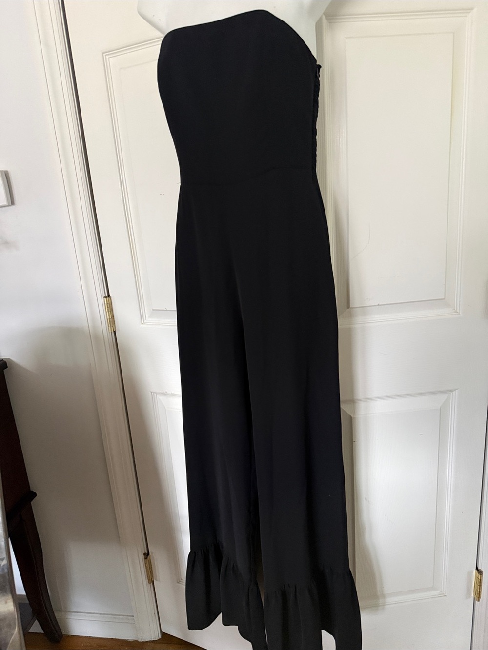 Amanda Uprichard Black Strapless Wide-Leg Jumpsuit